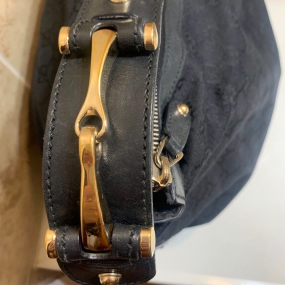 Gucci Monogram GG Black Horsebit handle Canvas Material Hobo Bag large - Picture 5 of 9